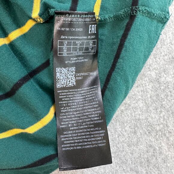 Guess Shirt Green Womens Sz M Striped Crew Neck Pullover Short Sleeve Activewear - Picture 4 of 6